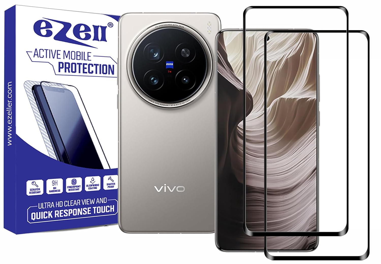 VIVO X200 PRO 5G Tempered Glass (Curved), (2 packs), Sensitive touch, Edge to Edge Full Glue Screen protector with Dry & Wet Wipes (Black)