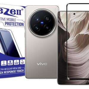 eZell VIVO X200 PRO 5G Tempered Glass (Curved), Sensitive touch, Edge to Edge Full Glue Screen protector with Dry & Wet Wipes (Black)