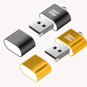 eZell Micro SD Card Reader with Rugged Metal Body USB 3.0 for Micro SD- TF T-Flash USB Adapter with Cap (2 Packs)