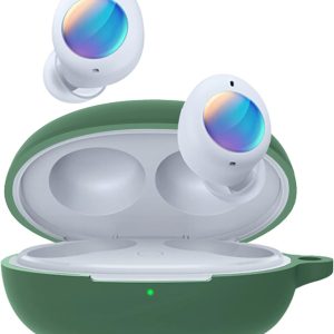 eZell Compatible with Realme Buds Q2 Case Cover, Full Protective Silicone Pouch Dust-Proof Designed for realme Buds Q2 with Keychain, LED Visible,