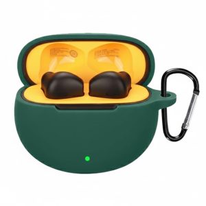 eZell Compatible with Realme Buds T01 Case Cover, Full Protective Silicone Pouch Dust-Proof Designed for realme Buds T01 with Keychain, LED Visible