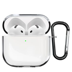 eZell Compatible AirPods 4 Case, Clear Hard Plastic TPU Cover with Keychain – Transparent Protective Case, Slim Lightweight Scratch-Resistant Shell Compatible for Apple AirPods 4