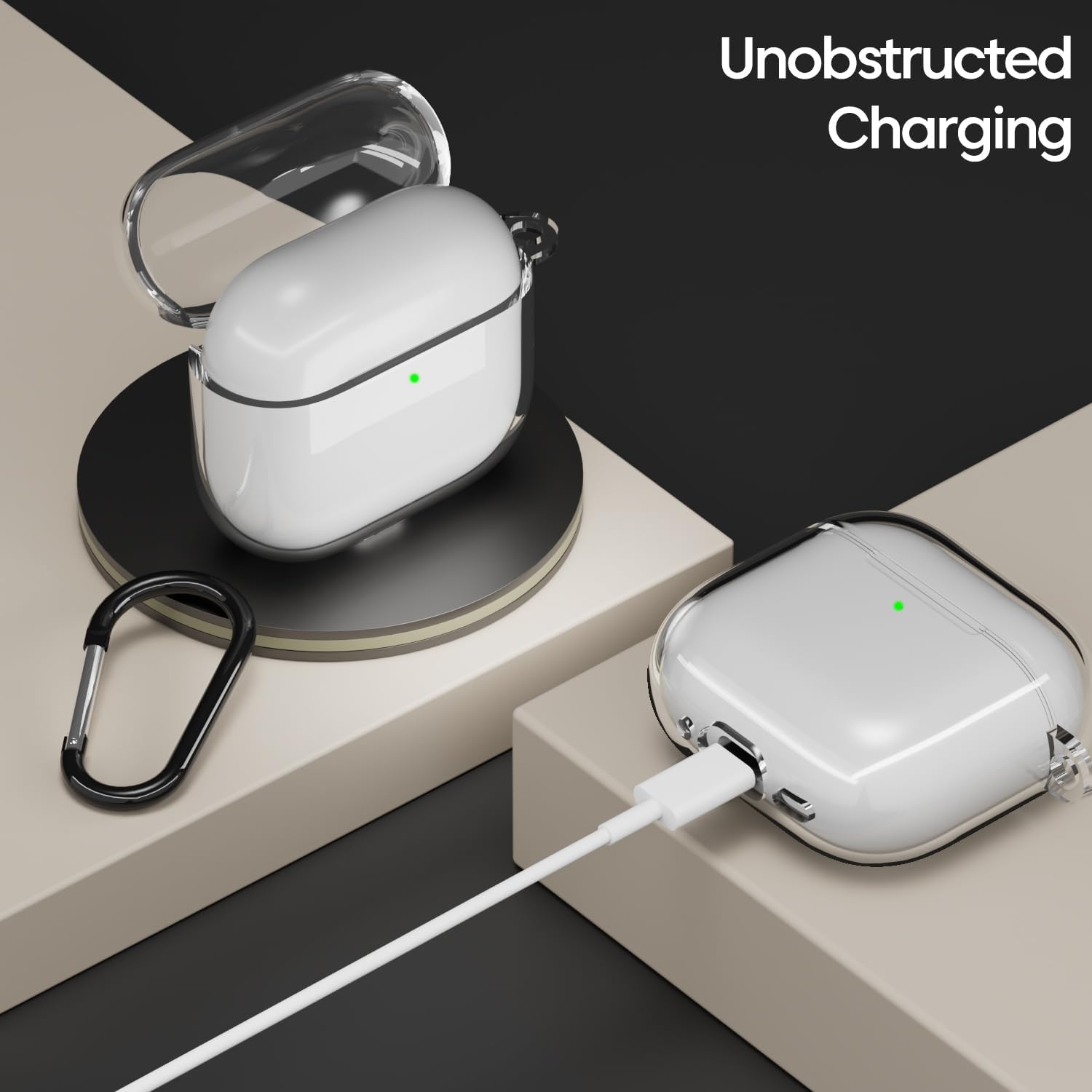 eZell Compatible AirPods 4 Case, Clear Hard Plastic TPU Cover with Keychain – Transparent Protective Case, Slim Lightweight Scratch-Resistant Shell Compatible for Apple AirPods 4 - Image 4