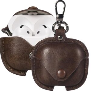 eZell Compatible AirPods 4 Leather Case, Protective Cover with Keychain, Shockproof, Scratch Resistant, Compatible with Apple AirPods 4 Wireless Earbuds