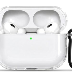 eZell Compatible AirPods Pro 3 Leather Case, Protective Cover with Keychain, Shockproof, Scratch Resistant, Compatible with Apple AirPods Pro 3 Wireless Earbuds (Transparent)