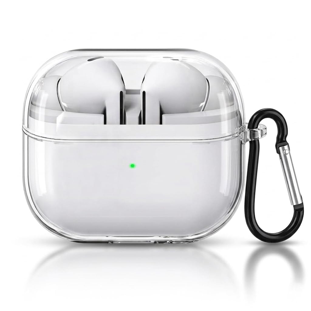eZell Compatible Samsung Galaxy Buds3 Pro Case, Clear Hard Plastic TPU Cover with Keychain – Transparent Protective Case, Slim Lightweight Scratch-Resistant Shell Compatible for (Samsung Buds 3 Pro)