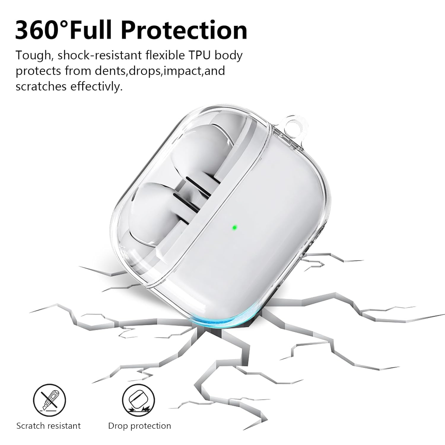 eZell Compatible Samsung Galaxy Buds3 Pro Case, Clear Hard Plastic TPU Cover with Keychain – Transparent Protective Case, Slim Lightweight Scratch-Resistant Shell Compatible for (Samsung Buds 3 Pro) - Image 2