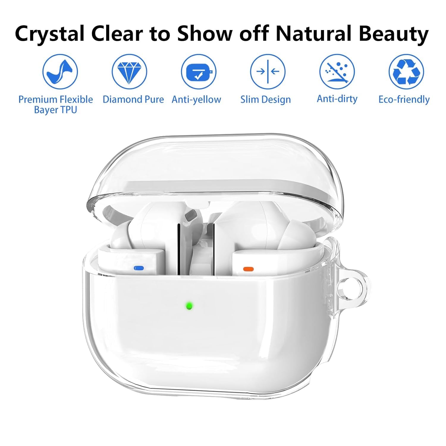 eZell Compatible Samsung Galaxy Buds3 Pro Case, Clear Hard Plastic TPU Cover with Keychain – Transparent Protective Case, Slim Lightweight Scratch-Resistant Shell Compatible for (Samsung Buds 3 Pro) - Image 5