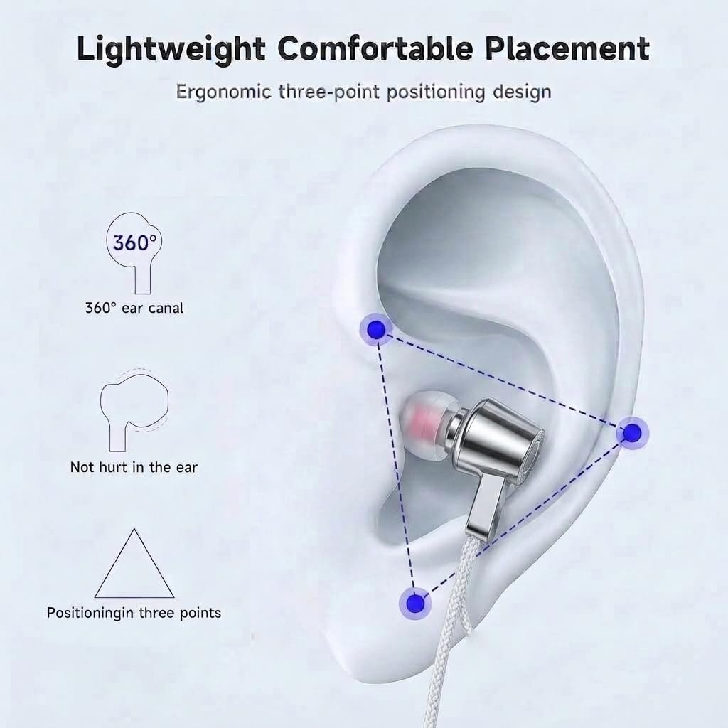 Type C Earphones with Mic & Control Button | Wired USB C in-Ear Earbuds with Microphone | Compatible with Smartphones, Tablets & Laptops - Image 4