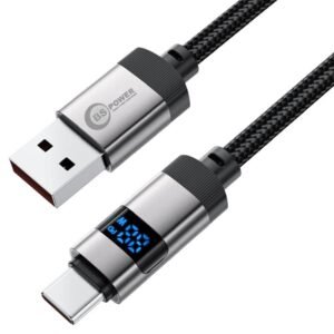 140W Type-C Fast Charging Cable 1.2M with Digital Display, Double Braided Heavy Duty Copper Wire for Data Sync & Charging for Mobiles, Tablets, Laptops & USB-C Devices