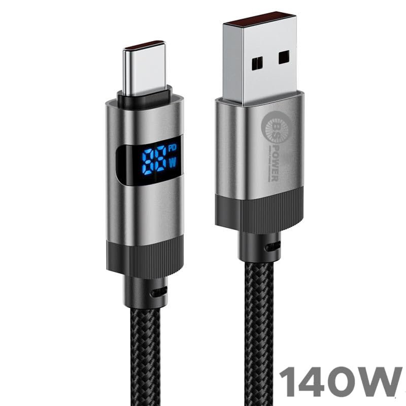 140W Type-C Fast Charging Cable 1.2M with Digital Display, Double Braided Heavy Duty Copper Wire for Data Sync & Charging for Mobiles, Tablets, Laptops & USB-C Devices - Image 6