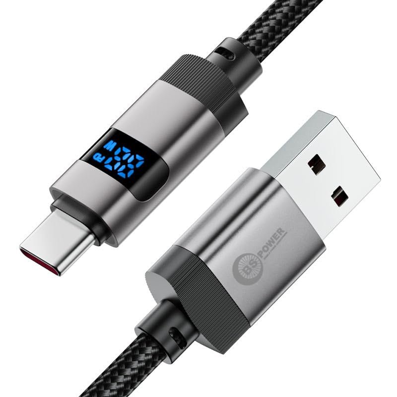 140W Type-C Fast Charging Cable 1.2M with Digital Display, Double Braided Heavy Duty Copper Wire for Data Sync & Charging for Mobiles, Tablets, Laptops & USB-C Devices - Image 5