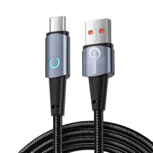 100W Super-Fast Type C Charging Cable, 1.2M with Crescent LED Display, Metal Housing & Durable Woven Braided for Charging & Data Sync - Smartphones, Tablets & Gadgets